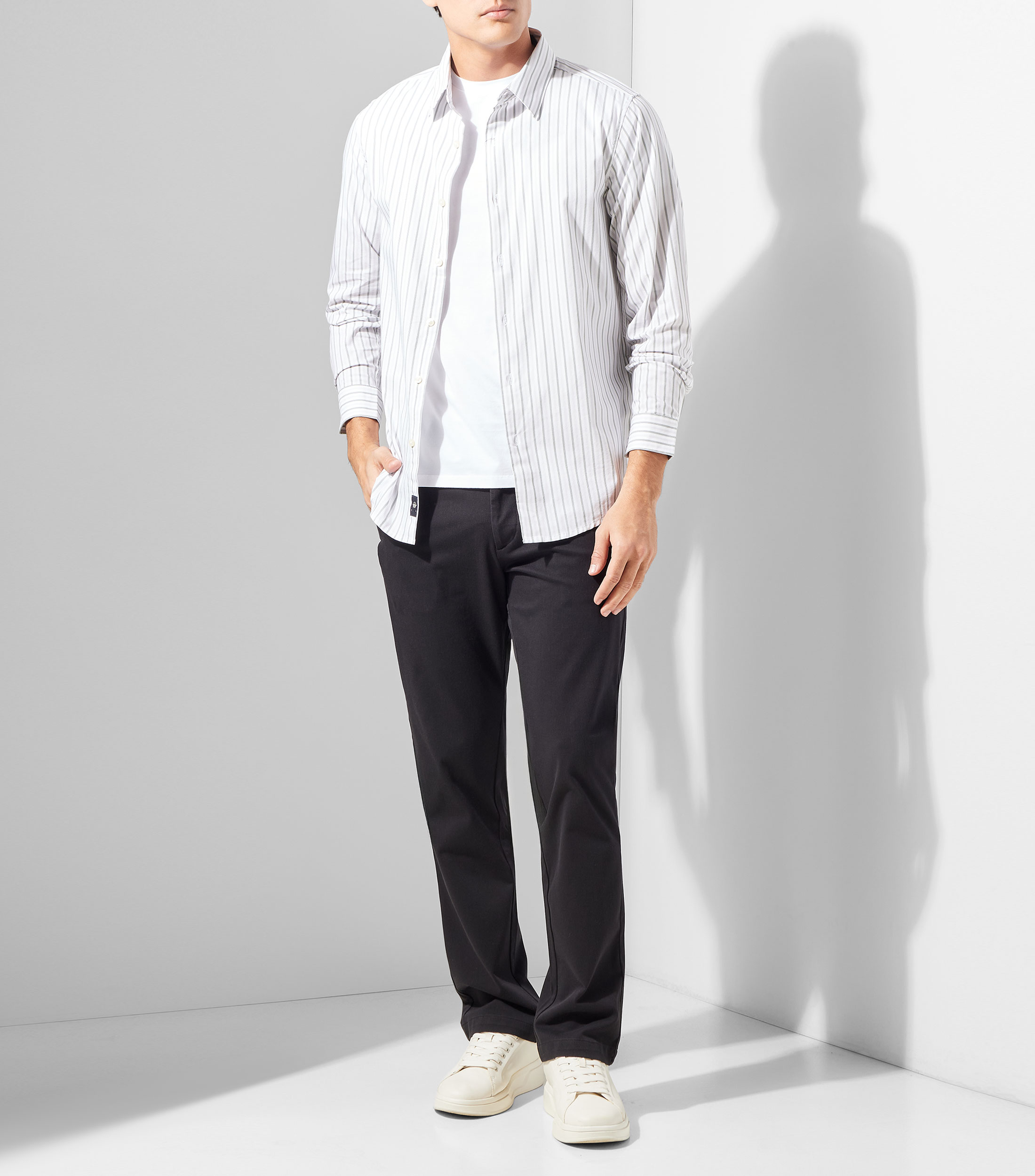 Camisa rayas manga larga Hombre
